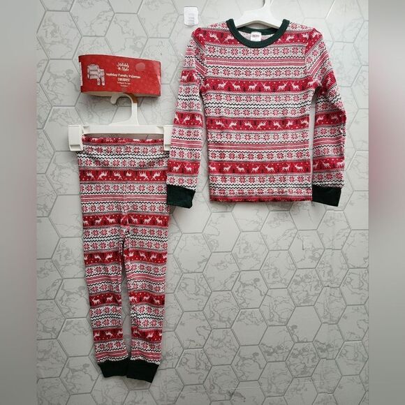 Nwt Holiday Christmas Print 2-Pc Waffle Knit Toddler Kids Pajama Set - Picture 1 of 8